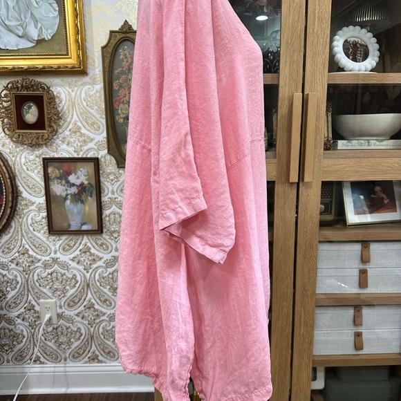 Match Point 100% Linen Elegant Pink Women's Top Size Large - Picture 3 of 6